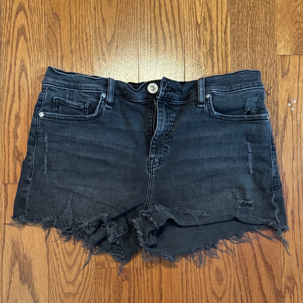 Distressed Black Denim Shorts by Hudson